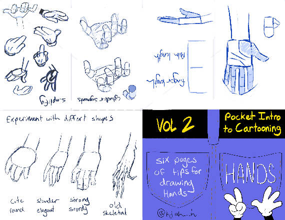 Printable Zine - Pocket Intro to Cartooning Hands